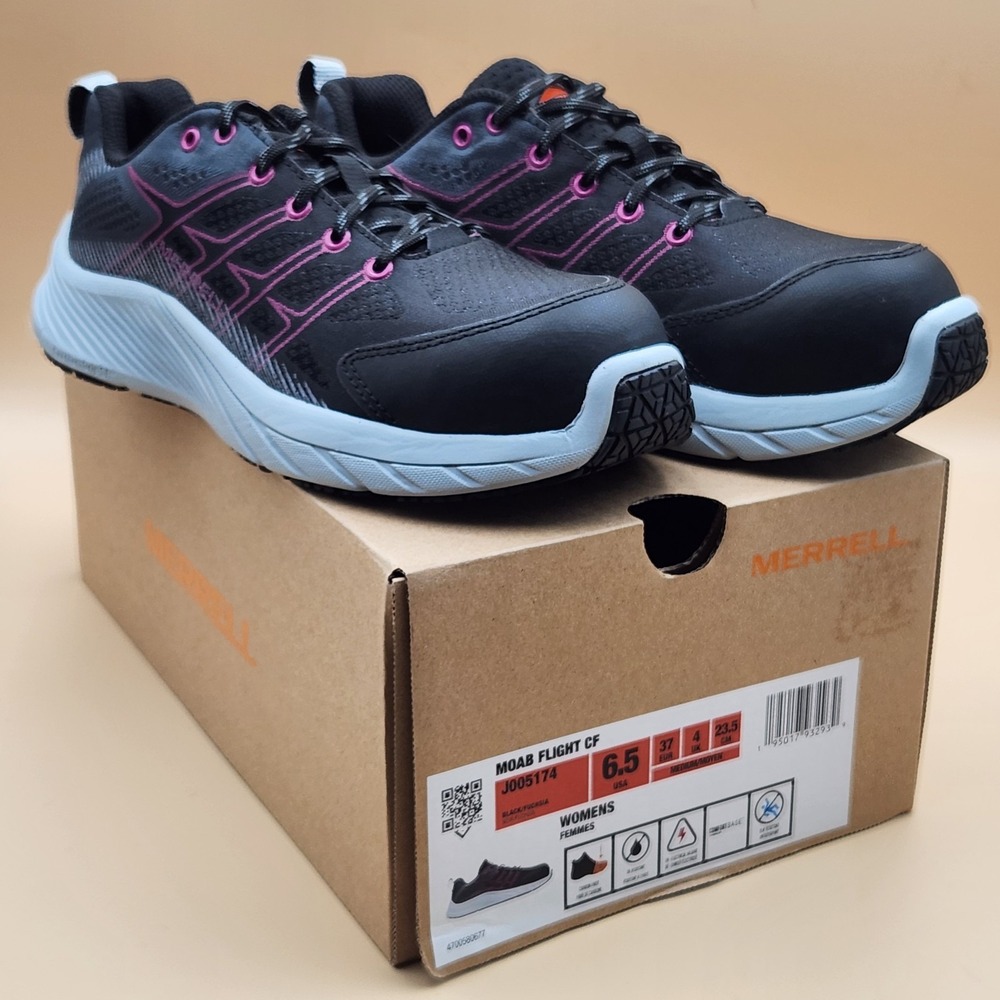 Merrell Moab Flight CF Safety Carbon Fiber Toe Fuschia Shoes Sneakers 6.5 NEW